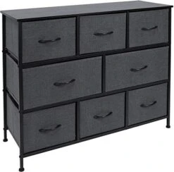 Dresser With 8 Drawers - Furniture Storage Chest For Kids Clothing Organization, Bedroom, Hallway, Closet, Office - Steel Iron Frame, Rustic Farmhouse Wood Top, Fabric Bins (White) -Best Furniture Store 51yA1y8YcyL. AC