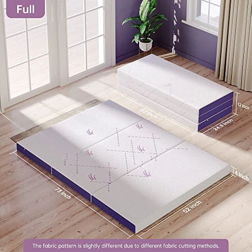 Folding Mattress Full Size, 4-Inch Foldable Mattress, Tri-Fold Gel Memory Foam Mattress With Washable Cover, Portable Mattress For Traveling, Camping, Guest Bed 2 Folding Mattress Full Size, 4-Inch Foldable Mattress, Tri-Fold Gel Memory Foam Mattress With Washable Cover, Portable Mattress For Traveling, Camping, Guest Bed - Image 2