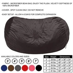 Amazon Basics Memory Foam Filled Bean Bag Chair With Microfiber Cover - 6-Foot, Gray -Best Furniture Store 51yChtD1uKL