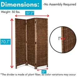 3 Panel Seagrass Room Divider - Brown Wash - Folding Sections - Partition Screen - Hand Woven Abaca - Home Decor -Best Furniture Store 51yGfQ9HQ1L