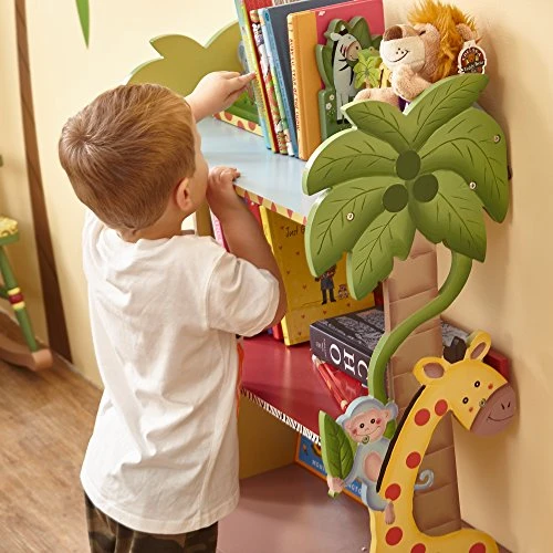 Fantasy Fields Sunny Safari Animal Wooden 3 Shelves Kids Bookshelf With 1 Drawer Storage Imagination Inspiring Hand Crafted & Hand Painted Details 2 Fantasy Fields Sunny Safari Animal Wooden 3 Shelves Kids Bookshelf With 1 Drawer Storage Imagination Inspiring Hand Crafted & Hand Painted Details - Image 2