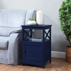 Convenience Concepts Oxford End Table With Storage Cabinet And Shelf, Cobalt Blue -Best Furniture Store 51yOCK850QL
