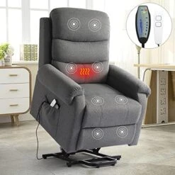 KIGOTY Power PU Electric Massage Chair Recliner for Elderly, with Heating；Lazy Boy Recliner With USB Port And Cup Holder (Gray) -Best Furniture Store 51ySMTouC8L. AC