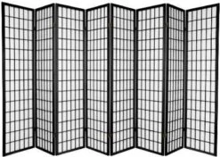 8 Panel Room Divider Screen Black