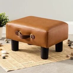 Small Foot Stool With Handle, Brown Faux Leather Short Foot Stool Rest, Rectangle Storage Foot Stools Ottoman With Plastic Legs, Padded Footstool Small Step Stool For Living Room, Office, Desk, Patio 17 Small Foot Stool With Handle, Brown Faux Leather Short Foot Stool Rest, Rectangle Storage Foot Stools Ottoman With Plastic Legs, Padded Footstool Small Step Stool For Living Room, Office, Desk, Patio -Best Furniture Store 51yekaztUJL. AC