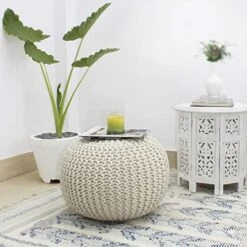 COTTON CRAFT - Hand Knitted Cable Style Dori Pouf - Ivory - Floor Ottoman - Cotton Braid Cord - Handmade & Hand Stitched - Truly One Of A Kind Seating - 20 Dia X 14 High 19 COTTON CRAFT - Hand Knitted Cable Style Dori Pouf - Ivory - Floor Ottoman - Cotton Braid Cord - Handmade & Hand Stitched - Truly One Of A Kind Seating - 20 Dia X 14 High -Best Furniture Store 51yh1OwVAtL