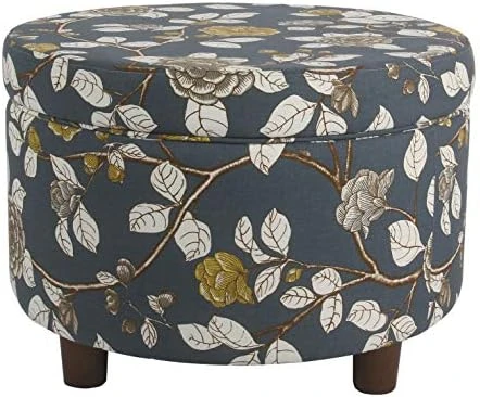 Homepop Home Decor | Upholstered Round Storage Ottoman | Ottoman With Storage For Living Room & Bedroom (Black Geo) 10 Homepop Home Decor | Upholstered Round Storage Ottoman | Ottoman With Storage For Living Room & Bedroom (Black Geo) - Image 10