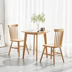 MU RONG Small Solid Wood Round Dining Table, Luxury Heavy Duty Mid Century Vintage Oak Natural Dinning Table For 2-4 People In Kitchen Dinning Room 31.5in Diameter Modular -Best Furniture Store 51yyscOYTAL