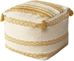 Blue Page Boho Neutral Decorative Square Unstuffed Pouf - Braided Handwoven Casual Ottoman Pouf Cover With Tassels And Cute Soft Tufted Footrest/Cushion For Bedroom Living Room, 18" X18”x16 21 Blue Page Boho Neutral Decorative Square Unstuffed Pouf - Braided Handwoven Casual Ottoman Pouf Cover With Tassels And Cute Soft Tufted Footrest/Cushion For Bedroom Living Room, 18" X18”x16 -Best Furniture Store 51yzdjMfCsL. AC