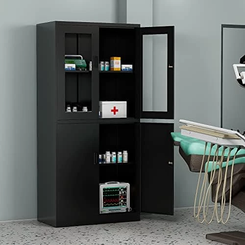 MIIIKO Steel Cabinet Wardrobe, Metal Locker Cabinet With Hanging Rod, Metal Clothing Locker Storage For Home, Office, Garage And Changing Room 7 MIIIKO Steel Cabinet Wardrobe, Metal Locker Cabinet With Hanging Rod, Metal Clothing Locker Storage For Home, Office, Garage And Changing Room - Image 7