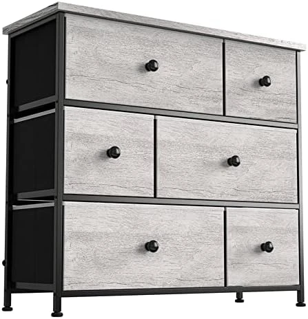 6 Drawer Dresser For Bedroom Chest Of Drawers Closets Storage Units Organizer Tower Steel Frame Wooden Top Living Room Entryway Office (Black Grey) YLZ6B4 9 6 Drawer Dresser For Bedroom Chest Of Drawers Closets Storage Units Organizer Tower Steel Frame Wooden Top Living Room Entryway Office (Black Grey) YLZ6B4 - Image 9