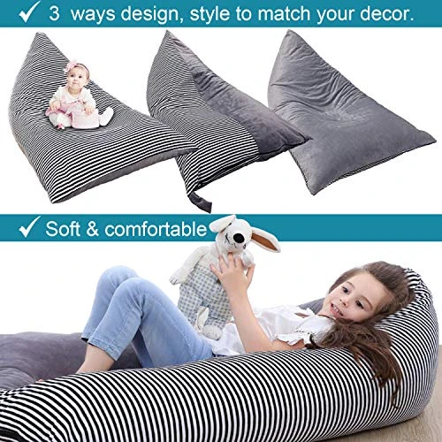 Stuffed Animal Storage Bean Bag Chair | 53" Extra Large Beanbag Cover For Kids And Adults, Plush Toys Holder And Organizer For Boys And Girls | Premium Velvet - Soft & Comfortable 1 Stuffed Animal Storage Bean Bag Chair | 53" Extra Large Beanbag Cover For Kids And Adults, Plush Toys Holder And Organizer For Boys And Girls | Premium Velvet - Soft & Comfortable