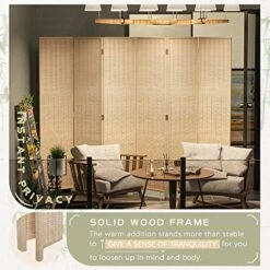 6 Panel Bamboo Room Dividers, Folding Room Divider Privacy Screens, Room Separating Wall Dividers, Natural Room Partition, Freestanding, 5.9 Ft. Tall -Best Furniture Store 51zBMKXYQnL
