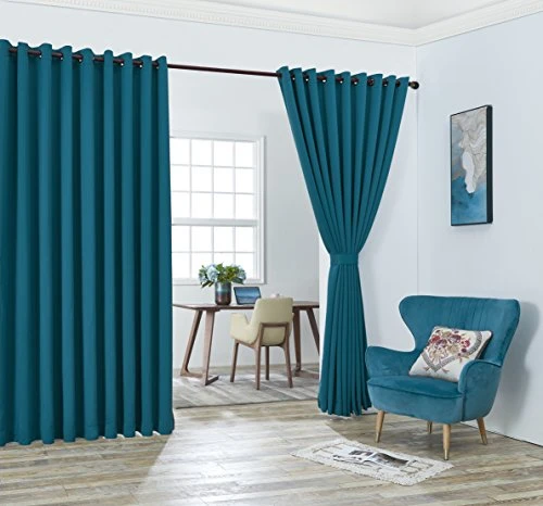 Blue Teal Extra Wide Curtain Panels With 2 Matching Tie-Backs. Use As Wall Curtains, Curtain Room Dividers, Portable Office Walls Dividers, Dividers For Bedroom. (Nicole 108 X 108 Teal) 2 Blue Teal Extra Wide Curtain Panels With 2 Matching Tie-Backs. Use As Wall Curtains, Curtain Room Dividers, Portable Office Walls Dividers, Dividers For Bedroom. (Nicole 108 X 108 Teal) - Image 2