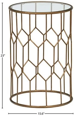 Amazon Brand – Rivet Geometric Modern Glass And Metal Side End Table Stand, 15.6" W, Gold Finish 7 Amazon Brand – Rivet Geometric Modern Glass And Metal Side End Table Stand, 15.6" W, Gold Finish -Best Furniture Store 51zPzc8GiqL
