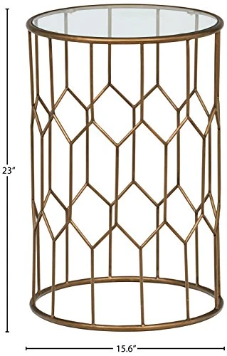 Amazon Brand – Rivet Geometric Modern Glass And Metal Side End Table Stand, 15.6" W, Gold Finish 3 Amazon Brand – Rivet Geometric Modern Glass And Metal Side End Table Stand, 15.6" W, Gold Finish - Image 3