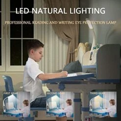 OLOTU Adjustable Kids Desk And Chair Set, Children Writing Table With LED Light ＆ Reading Board ＆ Drawer, Ergonomic Study Desk -Best Furniture Store 51zTNUimdwL