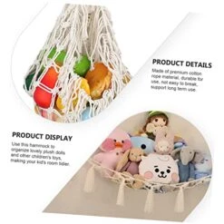 Toyvian Toy Storage Net Stuffed Sloth Plush Toy Kids Room Decorative Hammock Toy Storage Hammock Hammock Net White Triangle Child Cotton Rope -Best Furniture Store 51zWFtkVNQL