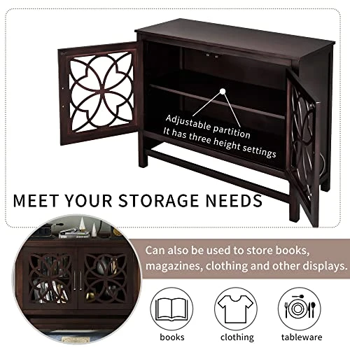 P PURLOVE Accent Storage Cabinet With Adjustable Shelf, French Style Wood Sideboard And Buffet Cabinet Table With Storage For/Kitchen/Dining Room/Living Room/Entryway 6 P PURLOVE Accent Storage Cabinet With Adjustable Shelf, French Style Wood Sideboard And Buffet Cabinet Table With Storage For/Kitchen/Dining Room/Living Room/Entryway - Image 6