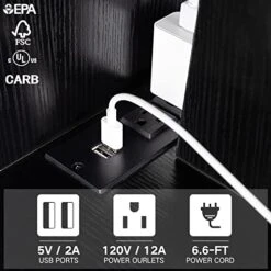 YAKANJ End Table With Charging Station,Stylish Narrow End Table With USB Ports And Outlets,Cute Rolling Nightstand Bedside Table For Any Space Couch Sofa Side Table For Living Room Bedroom-Black 8 YAKANJ End Table With Charging Station,Stylish Narrow End Table With USB Ports And Outlets,Cute Rolling Nightstand Bedside Table For Any Space Couch Sofa Side Table For Living Room Bedroom-Black -Best Furniture Store 51zikNTK17L