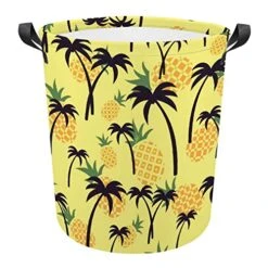HoaMoya Collapsible Pineapple And Palm Tree Laundry Hamper Summer Fruit Nursery Hamper Large Waterproof Clothes Toy Storage Basket Bin For Kids Boys Girls Bedroom Bathroom