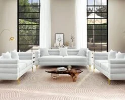 AMERLIFE Sofa, 2 Piece Sofa Set, Loveseat Set- Oversize Sofa Couch, Comfy Sofa For Living Room- Bouclé Deep Seat Sofa, White Sofa -Best Furniture Store 51zshrHOqWL. AC