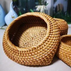 YSJX Kitchen&bedroom Storage Accessories 4pcs/lot Rattan Weaving Chess Box Tea Ceremony Small Basket Key Chain Accessories Basket Needle Thread Small Storage Box ( Size : A 12x9x6cm ) -Best Furniture Store 611J58oa8SL