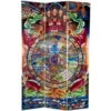 Oriental Furniture 6 Ft. Tall The Wheel Of Life Double Sided Canvas Room Divider