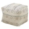 Occasion Gallery White African Mud Cloth Inspired Pouf, Floor Ottoman Seating, Footrest, Stuffed Comfy Chair, Floor Cushion Accent, 20" X 20" X 14" (1 Piece), 100% Cotton