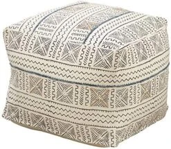 Occasion Gallery White African Mud Cloth Inspired Pouf, Floor Ottoman Seating, Footrest, Stuffed Comfy Chair, Floor Cushion Accent, 20" X 20" X 14" (1 Piece), 100% Cotton 7 Occasion Gallery White African Mud Cloth Inspired Pouf, Floor Ottoman Seating, Footrest, Stuffed Comfy Chair, Floor Cushion Accent, 20" X 20" X 14" (1 Piece), 100% Cotton -Best Furniture Store 6188KT79imL. AC