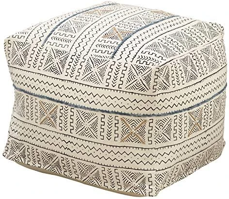 Occasion Gallery White African Mud Cloth Inspired Pouf, Floor Ottoman Seating, Footrest, Stuffed Comfy Chair, Floor Cushion Accent, 20" X 20" X 14" (1 Piece), 100% Cotton 4 Occasion Gallery White African Mud Cloth Inspired Pouf, Floor Ottoman Seating, Footrest, Stuffed Comfy Chair, Floor Cushion Accent, 20" X 20" X 14" (1 Piece), 100% Cotton - Image 4
