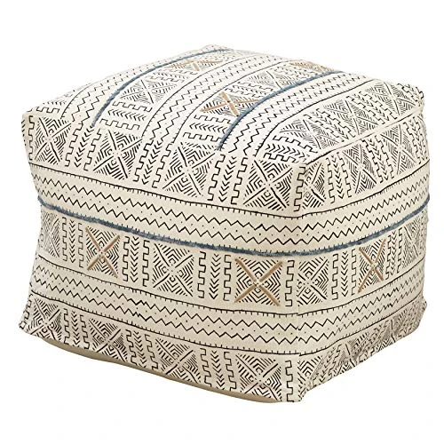 Occasion Gallery White African Mud Cloth Inspired Pouf, Floor Ottoman Seating, Footrest, Stuffed Comfy Chair, Floor Cushion Accent, 20" X 20" X 14" (1 Piece), 100% Cotton 1 Occasion Gallery White African Mud Cloth Inspired Pouf, Floor Ottoman Seating, Footrest, Stuffed Comfy Chair, Floor Cushion Accent, 20" X 20" X 14" (1 Piece), 100% Cotton