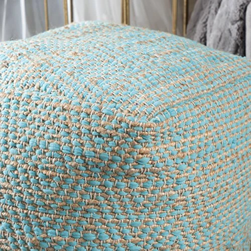 Christopher Knight Home Abella Fabric Pouf, Aqua 2 Christopher Knight Home Abella Fabric Pouf, Aqua - Image 2