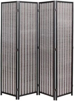 Legacy Decor 3 Panel Natural Color Wood And Bamboo Weave Room Divider -Best Furniture Store 61B4GGhTllL. AC