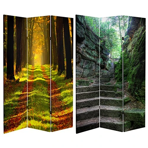 ORIENTAL Furniture Tall Double Sided Trail Of Joy Canvas Room Divider, 6' 1 ORIENTAL Furniture Tall Double Sided Trail Of Joy Canvas Room Divider, 6'