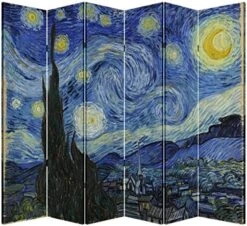 6 Panel Folding Screen Canvas Privacy Partition Divider- Van Gogh's Starry Night -Best Furniture Store 61Dc2jIMv0L. AC
