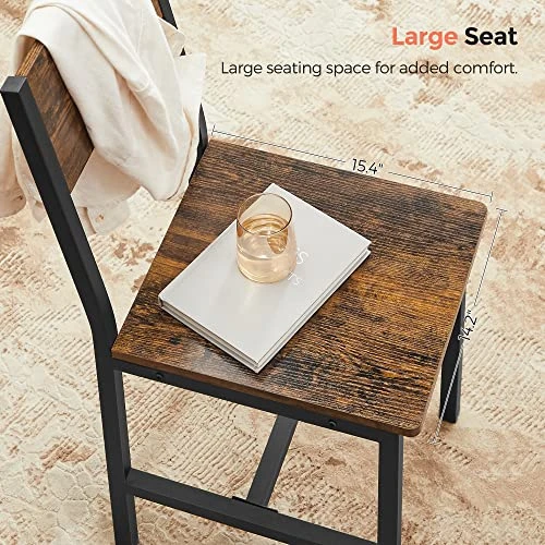 VASAGLE Dining Chair Set Of 2, Rustic Wood Chairs With Metal Steel Frame, Easy To Assemble, Stable, Comfortable Seat, Modern Farmhouse Chair For Kitchen, Bedroom, Living Room, Rustic Brown And Black 6 VASAGLE Dining Chair Set Of 2, Rustic Wood Chairs With Metal Steel Frame, Easy To Assemble, Stable, Comfortable Seat, Modern Farmhouse Chair For Kitchen, Bedroom, Living Room, Rustic Brown And Black - Image 6