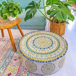 Mandala Life ART Blue Pouf Ottoman Cover -24x8 Inches - Moroccan Décor Pouffe Footstool For Kids Room Living Bedroom Bohemian Furniture 19 Mandala Life ART Blue Pouf Ottoman Cover -24x8 Inches - Moroccan Décor Pouffe Footstool For Kids Room Living Bedroom Bohemian Furniture -Best Furniture Store 61Ht2dZQoJL