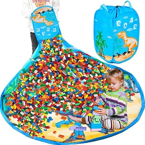 Toy Storage Baskets And Play Mat - Collapsible XL Toy Organizer For Kids, Portable Toy Storage Bin Holders For Block Game Toys,Unicorn Storage Baskets For Girls (Pink Unicorn) 7 Toy Storage Baskets And Play Mat - Collapsible XL Toy Organizer For Kids, Portable Toy Storage Bin Holders For Block Game Toys,Unicorn Storage Baskets For Girls (Pink Unicorn) - Image 7