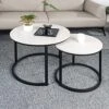 Miereirl Round Nesting Coffee Table Circle Accent Coffee Tables For Small Spaces Side End Tables Set Of 2 For Living Room Balcony Office, Stable Metal Grey