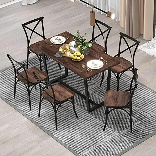 LCH 5 Pieces Round Kitchen 4 Upholstered Chairs And Storage Shelf, Bistro Table Set, For Dining Room (Antique Blue/Dark Brown) 7 LCH 5 Pieces Round Kitchen 4 Upholstered Chairs And Storage Shelf, Bistro Table Set, For Dining Room (Antique Blue/Dark Brown) - Image 7