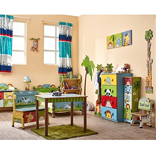Fantasy Fields Sunny Safari Animal Wooden 3 Shelves Kids Bookshelf With 1 Drawer Storage Imagination Inspiring Hand Crafted & Hand Painted Details 1 Fantasy Fields Sunny Safari Animal Wooden 3 Shelves Kids Bookshelf With 1 Drawer Storage Imagination Inspiring Hand Crafted & Hand Painted Details