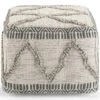 SIMPLIHOME Sweeney Square Pouf, Footstool, Upholstered In Grey, Natural Handloom Woven Wool And Cotton Pattern, For The Living Room, Bedroom And Kids Room, Boho