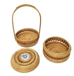 YSJX Kitchen&bedroom Storage Accessories 1 Pack Autumn Rattan Hand Woven Storage Basket Cosmetic Storage Box ( Size : B 20x20cm ) -Best Furniture Store 61MPjSwfOjL