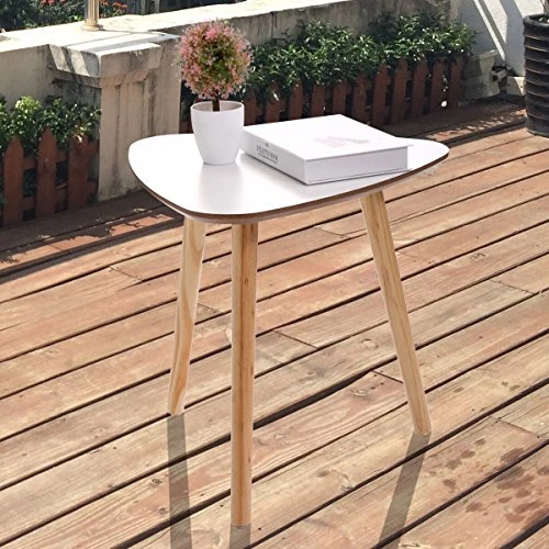 JAXPETY Modern Triangle Side Table Coffee Table, Wooden End Table For Small Space Magazines, Books And Plants With Solid Wood Legs, White 3 JAXPETY Modern Triangle Side Table Coffee Table, Wooden End Table For Small Space Magazines, Books And Plants With Solid Wood Legs, White - Image 3