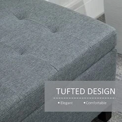 HOMCOM 51 Large Tufted Linen Fabric Ottoman Storage Bench With Soft Close Top - Heather Grey 9 HOMCOM 51 Large Tufted Linen Fabric Ottoman Storage Bench With Soft Close Top - Heather Grey -Best Furniture Store 61PFpWLVTKL