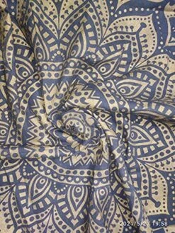 Rajasthaniartdecor Round Pouf Cover Cushion Cotton With Pom Meditetion Seating For Living Dorm Room Color Size 32 Inch Inches (Cover Only) (Blue Gold), RADC003-V, Inches(80 Cm) -Best Furniture Store 61PjaYGMGjS