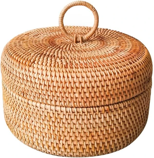 YSJX Kitchen&bedroom Storage Accessories 1 Pack Handmade Rattan Woven Apple Shaped Storage Box With Lid, Simple Coffee Table Storage Box, Rattan Basket ( Size : S 23x13cm ) 5 YSJX Kitchen&bedroom Storage Accessories 1 Pack Handmade Rattan Woven Apple Shaped Storage Box With Lid, Simple Coffee Table Storage Box, Rattan Basket ( Size : S 23x13cm ) - Image 5