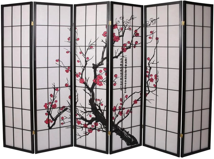 4-Panel Blossom Screen Room Divider, Black 6 4-Panel Blossom Screen Room Divider, Black - Image 6