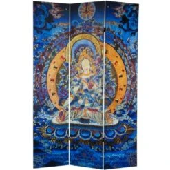 Oriental Furniture 6 Ft. Tall Radiant Tara Tibetan Double Sided Canvas Room Divider